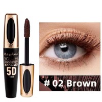 5D Waterproof Natural Roll Up Non-caking and Prolonged Eye Mascara - Brown