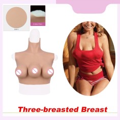 Silicone Three Tits Alien C Cup Fake Boobs
for Transgender Crossdresser Sissy 3 Nipples