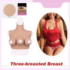Silicone Three Tits Alien C Cup Fake Boobs
for Transgender Crossdresser Sissy 3 Nipples