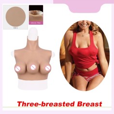 Silicone Three Tits Alien C Cup Fake Boobs
for Transgender Crossdresser Sissy 3 Nipples