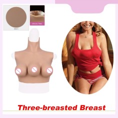 Silicone Three Tits Alien C Cup Fake Boobs
for Transgender Crossdresser Sissy 3 Nipples