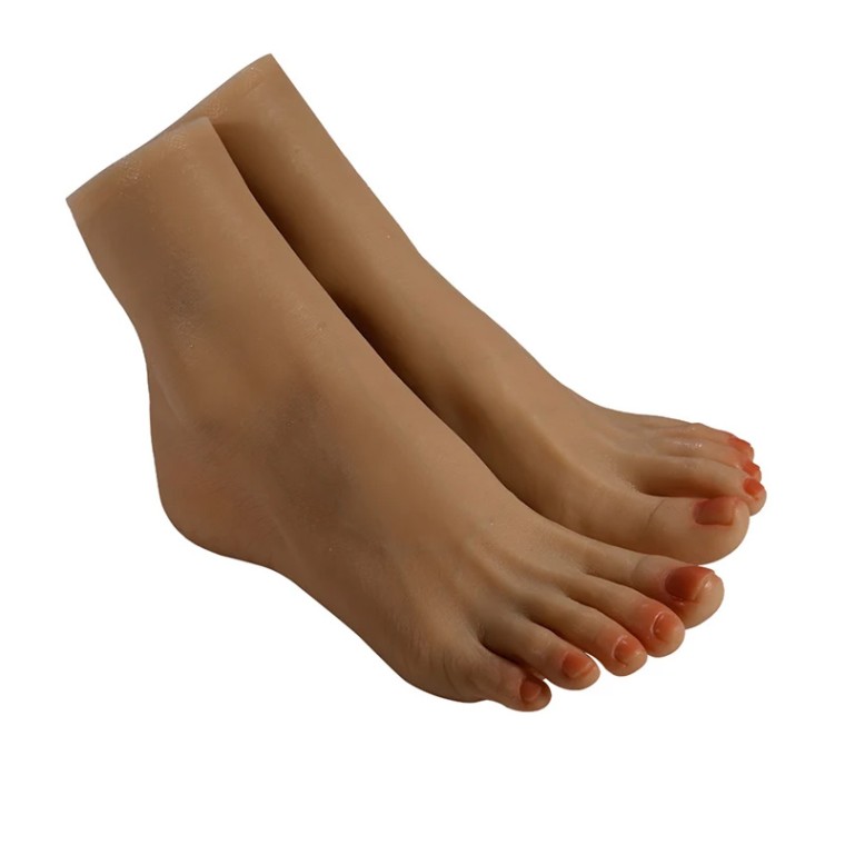 Female Platinum Silicone Foot Mannequin Feet with Flexible Toes