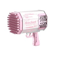 69 Holes Gun Shape Automatic Blower with Light Bubble Machine Toy - Pink