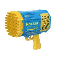 69 Holes Gun Shape Automatic Blower with Light Bubble Machine Toy - Yellow
