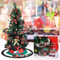 Large Size Cute Santa Xmas Railway Tracks Sound & Light Christmas Train Tree Decoration (No Tree)