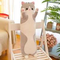 Fluffy Stuffed Cute Plush Animal Soft Long Cat Pillow 51.2 Toys - Gray