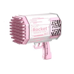 69 Holes Gun Shape Automatic Blower with Light Bubble Machine Toy - Pink
