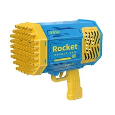 69 Holes Gun Shape Automatic Blower with Light Bubble Machine Toy - Yellow