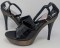 Marciano Lulu Johnson Wood Platform Heels - Black Crocco Leather