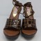 Marciano Lulu Johnson Wood Platform Heels - Brown Crocco Leather