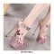 Ladies Party Metallic Patent Butterfly Stiletto Sandals - Pink
