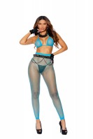 Diamond Net Bra Top  And  Leggings   Turquoise
