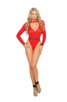 1275 - Long Sleeve Deep V Opaque Teddy
