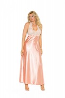 1969X - Lace And Charmeuse Halter Neck Gown