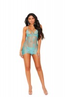 Babydoll  And  G String   Dusty Turquoise