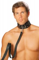 L9147 - Mens Leather Collar With Studs And O Ring