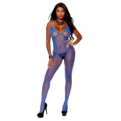 12094 Stunning Floral Crochet Bodystocking with Vertical Stripes