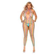 12102Q Crochet Net Footless Bodystocking With Open Crotch