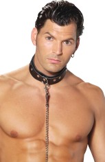L9150 - Mens Leather Collar With O Ring Detail