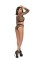 1335 - Long Sleeve Fence Net Cami Top With Zip Front And Matching Booty Shorts