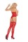 1562 - Lace Halter Style Teddy And Matching Thigh Highs With Lace Top - Red SPECIAL