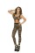 1642 - Striped Footless Bodystocking With Garter Clip Detail