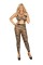 1642Q - Striped Footless Bodystocking With Garter Clip Detail