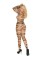 1690Q - Sheer Zebra Print Long Sleeve Bodystocking With Open Crotch