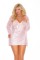 4023X - Satin Babydoll With Mesh Bow, Heart Rhinestone Pin, Adjustable Straps An