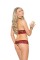 5484 - Cupless Halter Neck Lace Bra And Matching Crotchless Panty With Satin Bow