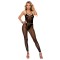 12079 Stunning Opaque and Crochet Vertical Strpied Footles Bodystocking