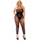 12079Q Stunning Opaque and Crochet Vertical Strpied Footles Bodystocking
