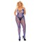 12094Q Stunning Floral Crochet Bodystocking with Vertical Stripes