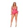 44167X Eyelash Lace And Mesh Babydoll Set - Fuchsia