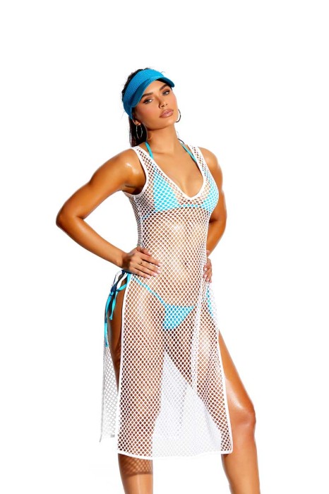 Swimwear Cover Up   Black - Crochet swim cover-up dress with side slits. in Swimwear, Bikinis, Monokinis, Robes
