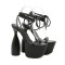 Thick Soled Cross-Strap Club Sandals - Black