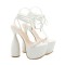 Thick Soled Cross-Strap Club Sandals - White