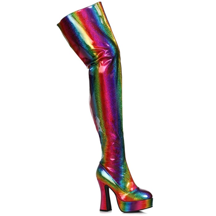 Ellie Shoes 557-Raya - Multi Color - 5.5-Inch Chunky Heel Womens Rainbow Thigh High Boot in Sexy Boots