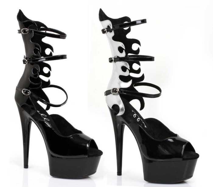 609-FLAMER - Black - 6`` STILETTO WITH FLAME CUT OUT in Sexy Heels & Platforms