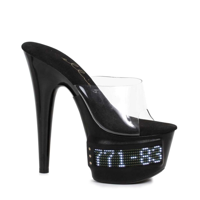 709-VANITY-LED - Clear Black - 7 inch Pointed Stiletto Mule LED in Sexy Heels & Platforms