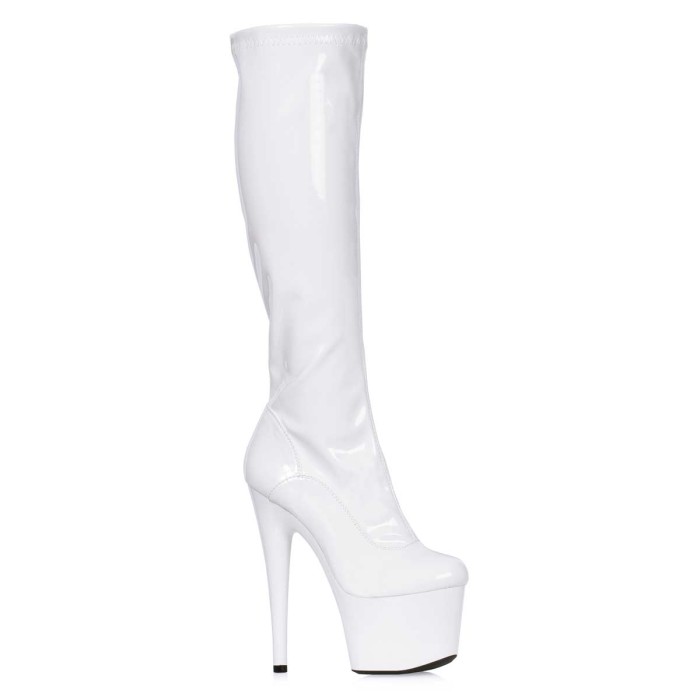 Ellie Shoes 709-ZEMMA White - 7 Stiletto Stretch Knee High Boot with Zipper. in Sexy Boots