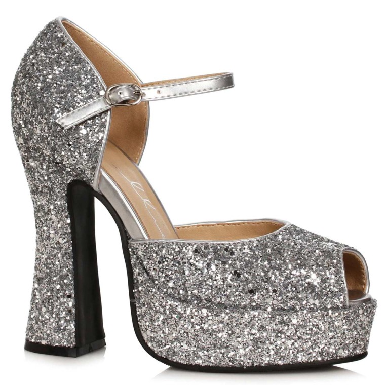 Giuseppe Zanotti Silver/Beige Coarse Glitter Lace Sharon Peep Toe Platform  Pumps Size 38.5 - ShopStyle