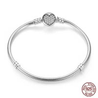 Silver 925 Star Moon Sun Four Leaf Clover Green Zircon Charms Bracelets - Silver