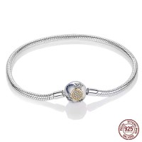 Silver 925 Star Moon Sun Four Leaf Clover Green Zircon Charms Bracelets - Silver