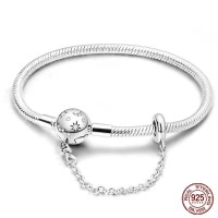 Silver 925 Star Moon Sun Four Leaf Clover Green Zircon Charms Bracelets - Silver