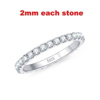 2 mm Full Moissanite Promise Wedding  925 Silver Ring - Silver Color Silver