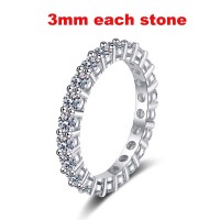 3 mm Full Moissanite Promise Wedding  925 Silver Ring - Silver Color Silver