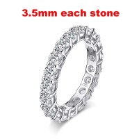 3.5 mm Full Moissanite Promise Wedding  925 Silver Ring - Silver Color Silver