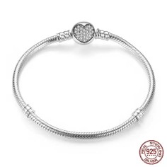Silver 925 Star Moon Sun Four Leaf Clover Green Zircon Charms Bracelets - Silver
