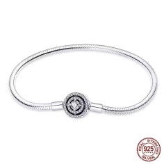 Silver 925 Star Moon Sun Four Leaf Clover Green Zircon Charms Bracelets - Silver